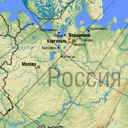 Карта тура в Каргополь и Кенозерский парк