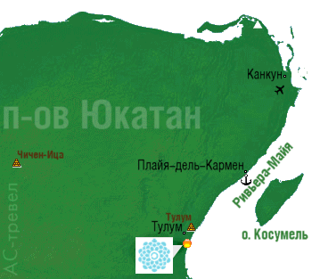 Отель Kore Tulum на карте Ривьеры-Майя