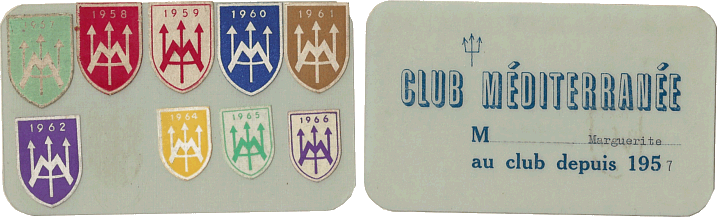 Историческая карточка члена Club Med с 1957 г.