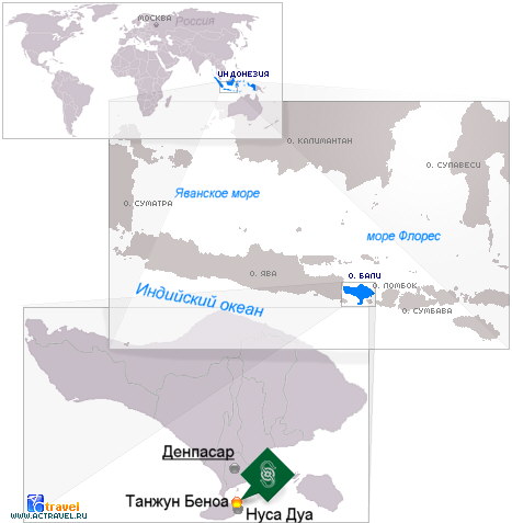 Положение отеля Royal Santrian на карте острова Бали