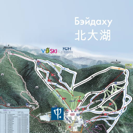 Карта горнолыжных трасс Бэйдаху, Китай