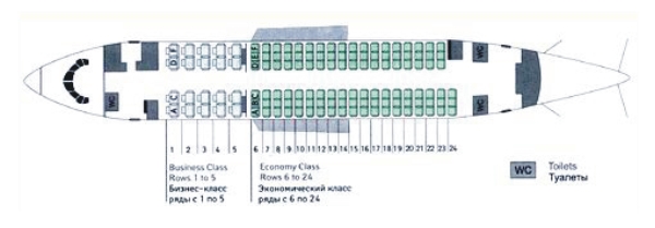 Схема салона Боинга 737-400