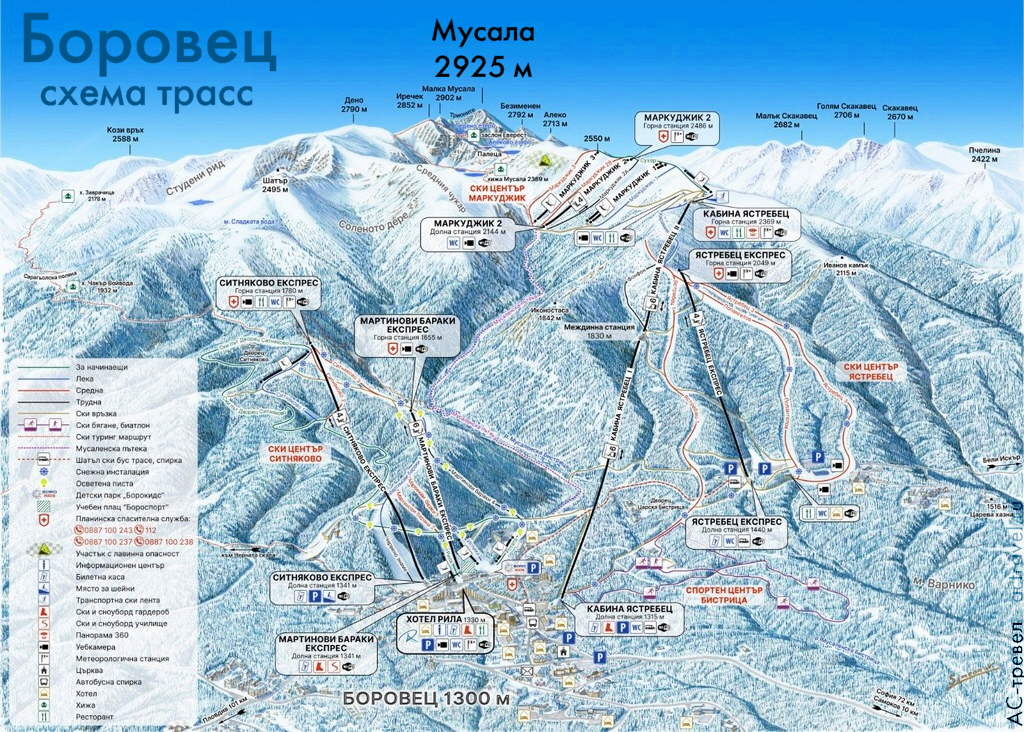 Карта трасс курорта Боровец