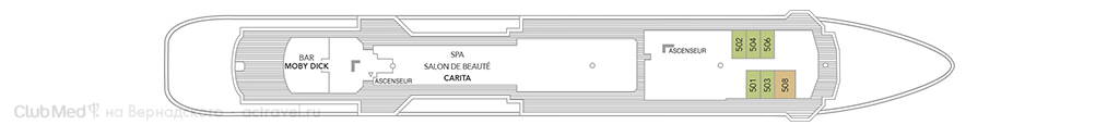 Схема палубы F круизного парусника Club Med 2