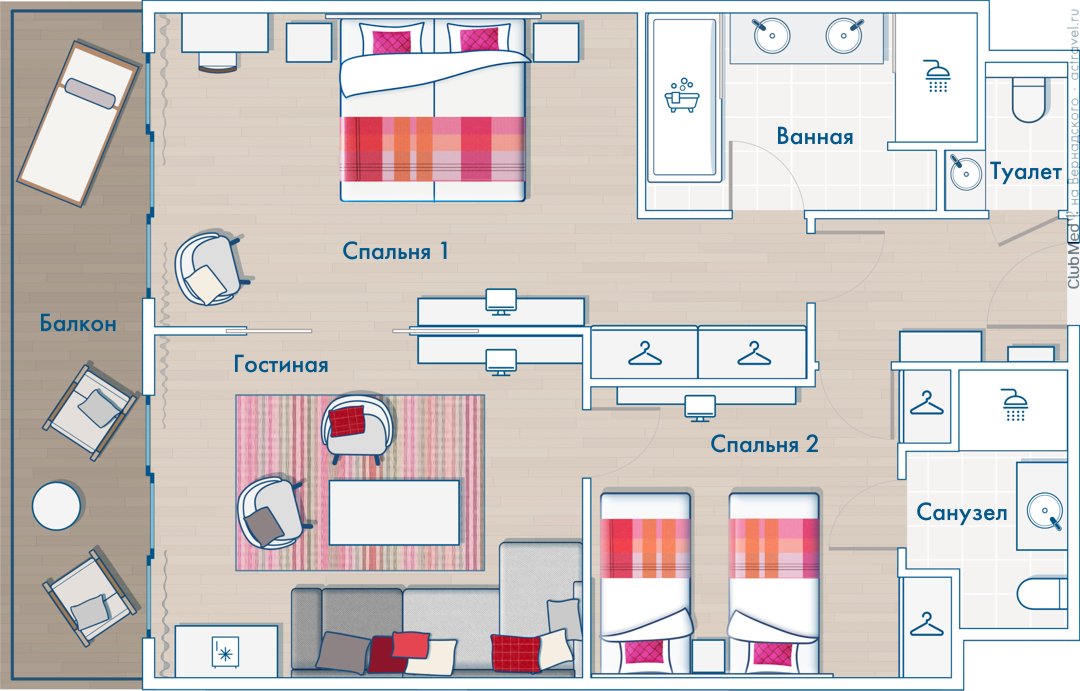 План номера категории Suite на курорте Club Med Les Arcs Panorama