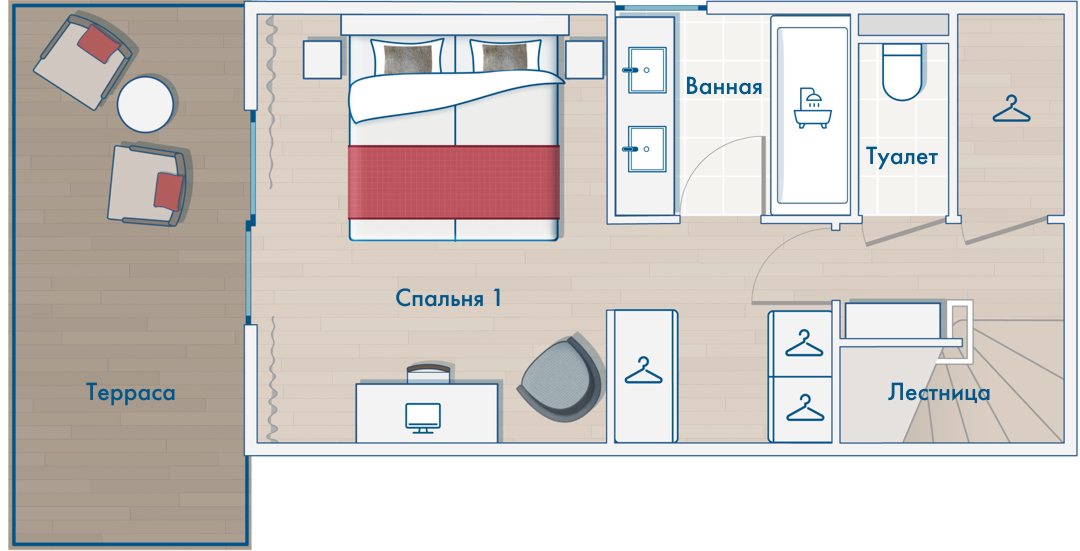 План шале с двумя спальнями на курорте Club Med Grand Massif