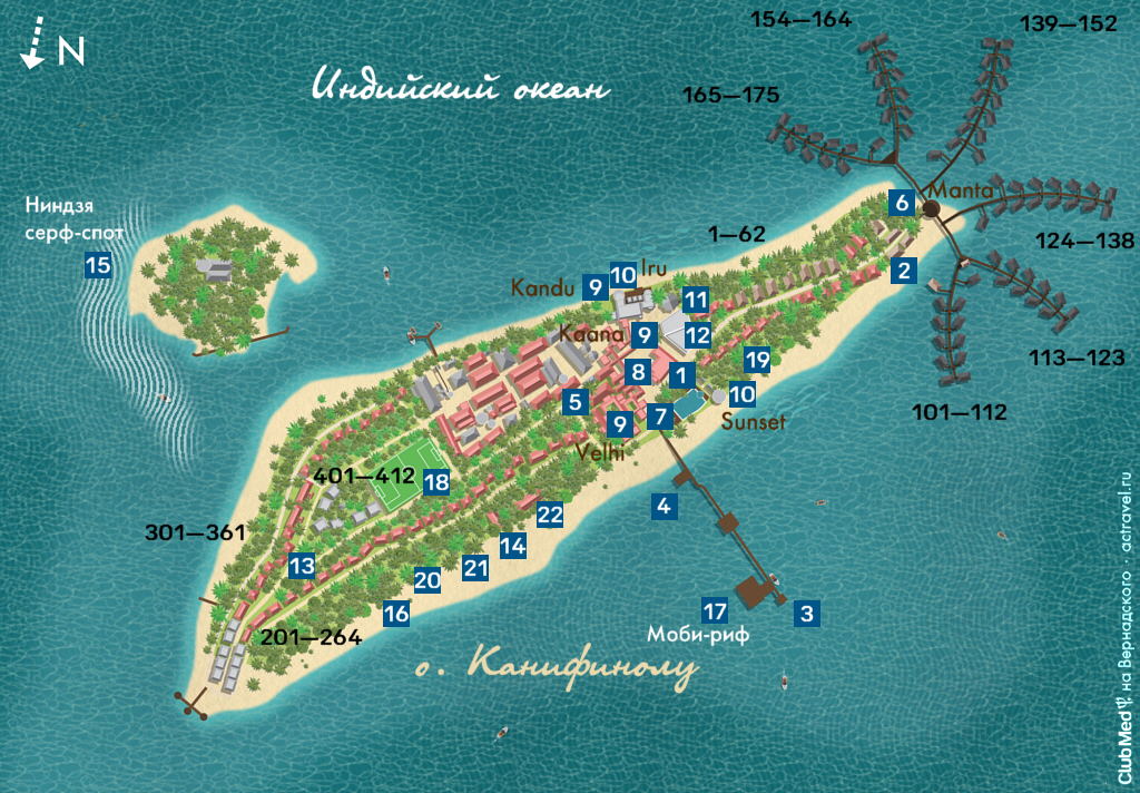 План городка Club Med Kani, Мальдивы