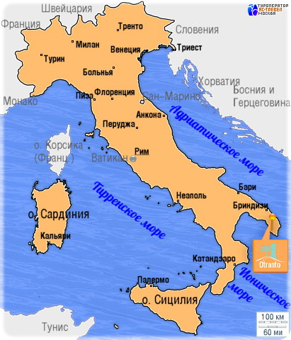 Положение городка Club Med Otranto на карте Италии
