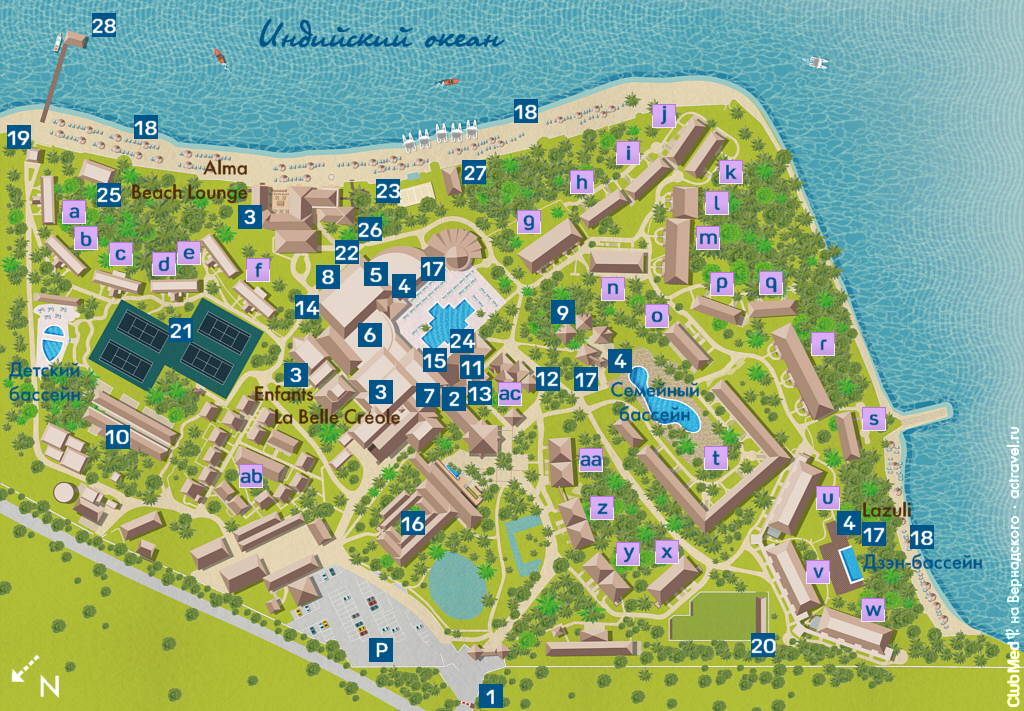 Схема курорта Club Med La Pointe aux Canonniers