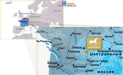 Положение городка Club Med Pompadour на карте Франции