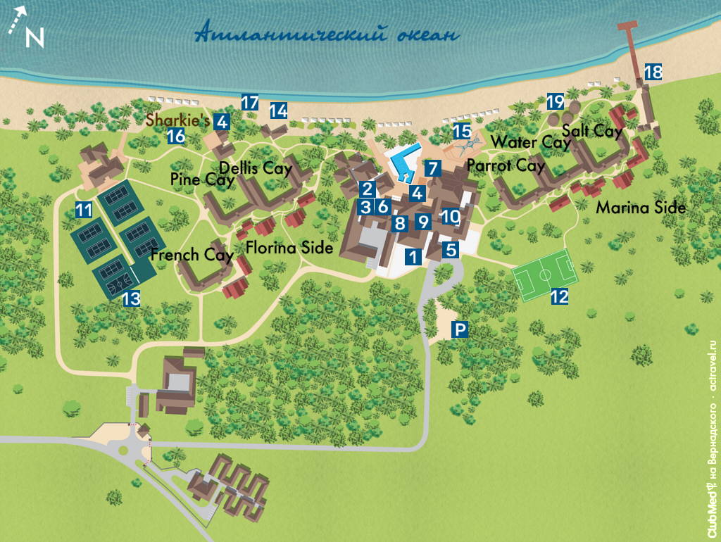 Схема Club Med Turquoise, острова Тёркс и Кайкос