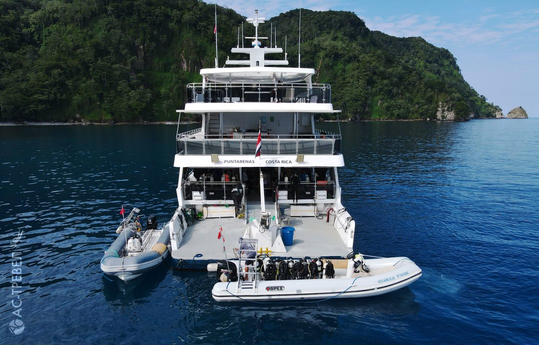 Вид яхты Cocos Island Aggressor с кормы