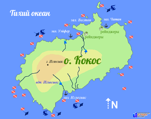 Карта острова Кокос