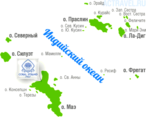 Положение отеля Coral Strand Smart Choice на карте Сейшел