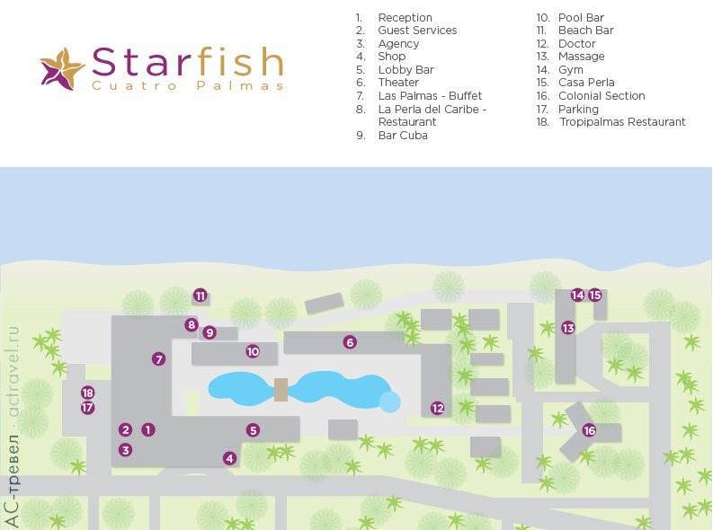 План отеля Starfish Cuatro Palmas