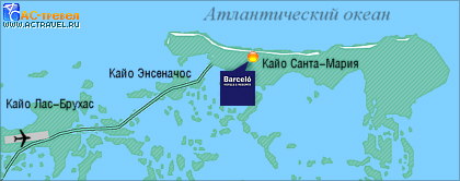 Положение отеля Memories Paraíso на карте острова Кайо Санта-Мария, Куба
