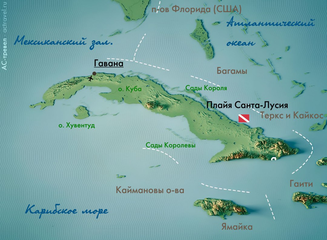 Положение Санта-Лусии на карте Кубы