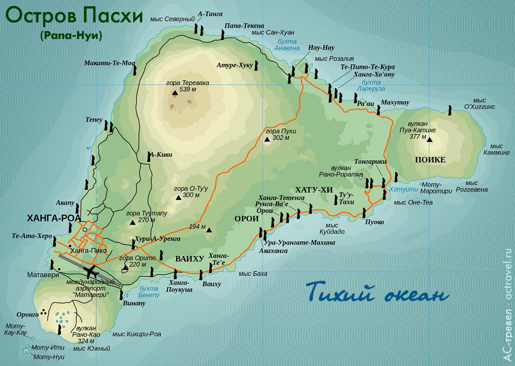 Карта острова Пасхи на русском языке
