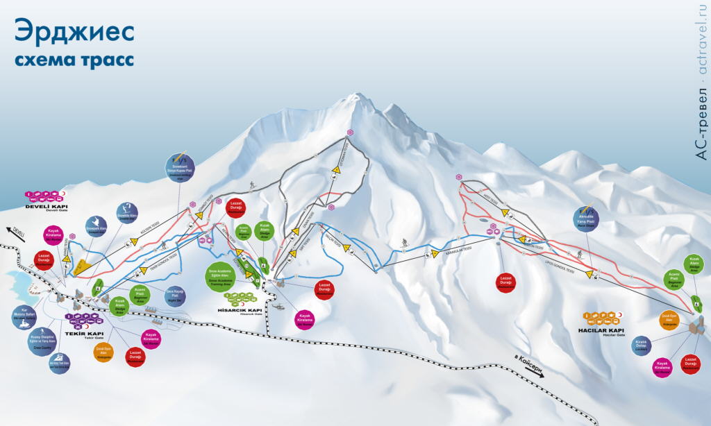 Схема трасс горнолыжного курорта Эрджиес в Турции