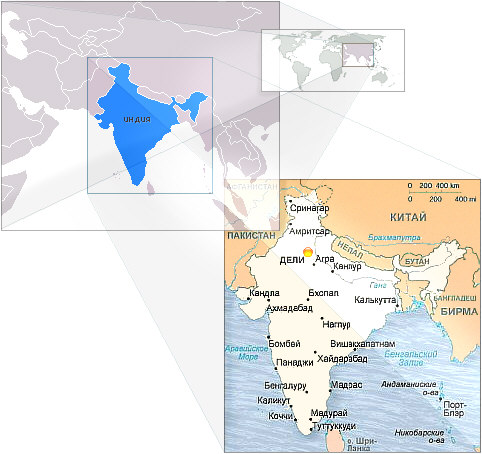 Карта Индии, расположение Индии на карте мира