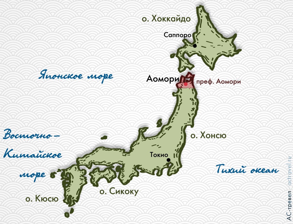 Положение префектуры Аомори на карте Японии