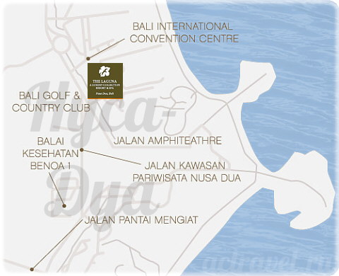 Положение отеля The Laguna Nusa Dua на плане Нуса-Дуа
