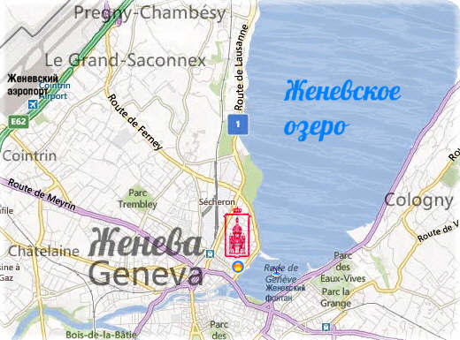 Положение отеля Le Richemond на карте Женевы