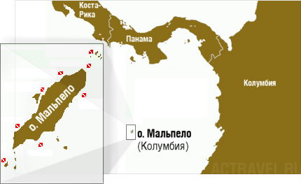 Положение острова Мальпело на карте Центральной Америки