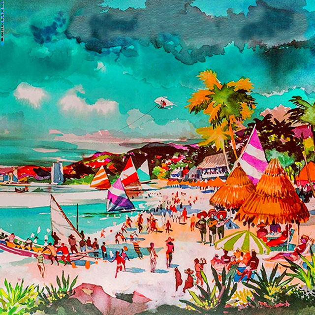 Пляж Акапулько в представлении художника