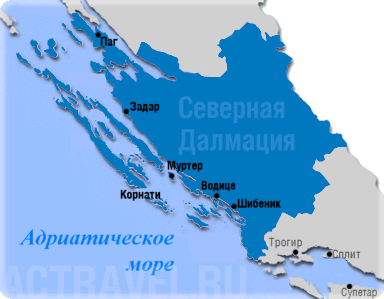 Карта Северной Далмации