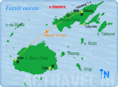 Положение частного острова Нукубати на карте Фиджи