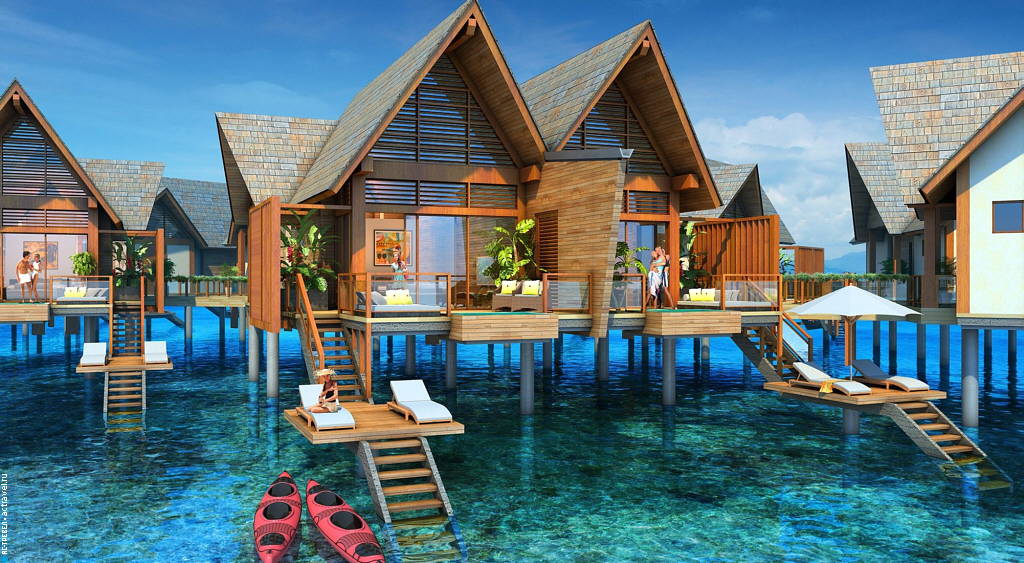 Водные бунгало отеля Palau Wyndham Global Resort, Палау, Микронезия