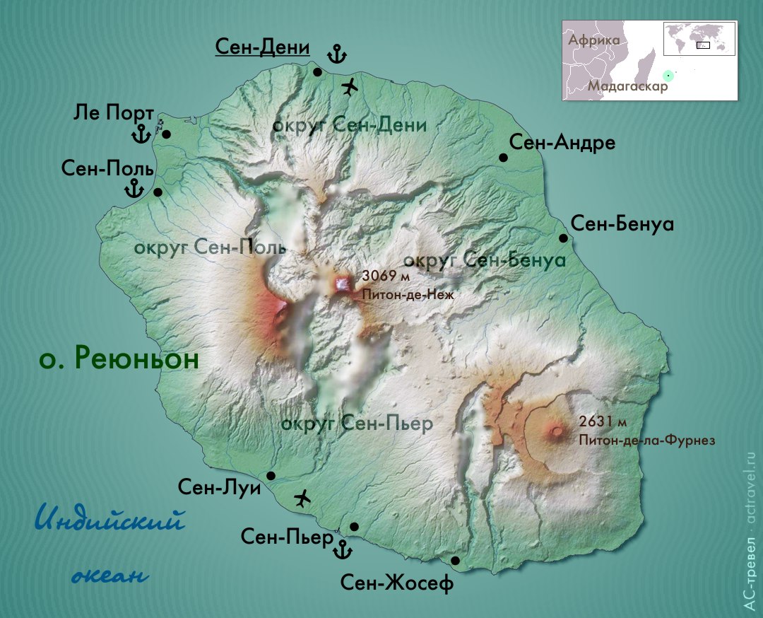 Карта Реюньона
