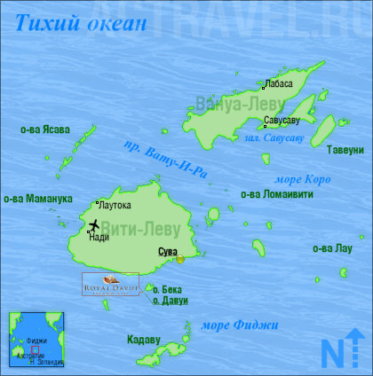 Положение Royal Davui Island на карте Фиджи