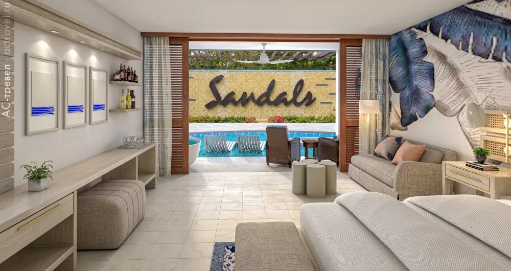  Sunchi Swim-up Club Level Junior Suite with Patio Tranquility Soaking Tub   Sandals Royal Curaçao