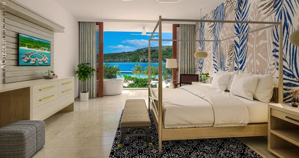  Sunchi One Bedroom Beachfront Butler Walkout Suite with Patio Tranquility Soaking Tub   Sandals Royal Curaçao