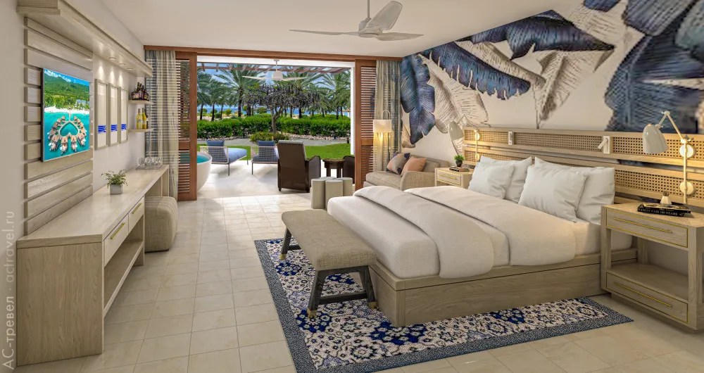  Carisia Club Level Oceanview Walkout Room with Patio Tranquility Soaking Tub   Sandals Royal Curaçao