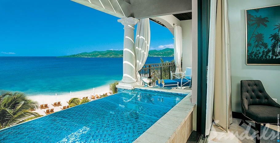 Номер Italian Oceanview Penthouse One Bedroom Skypool Butler Suite with Balcony Tranquility Soaking Tub в отеле Sandals Grenada