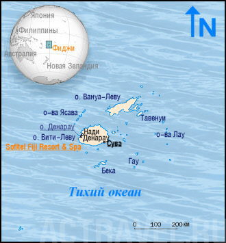 Положение Sofitel Fiji на карте Фиджи