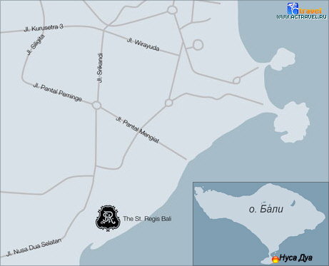 Положение отеля St. Regis Bali на карте острова Бали
