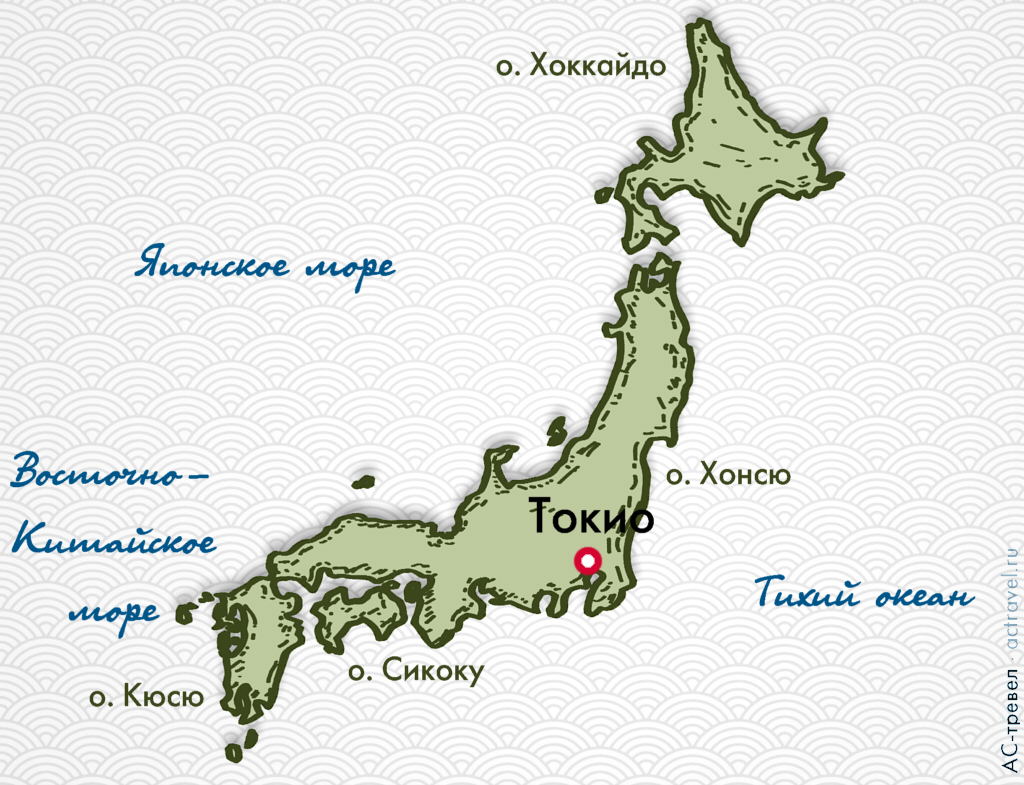Положение Токио на карте Японии