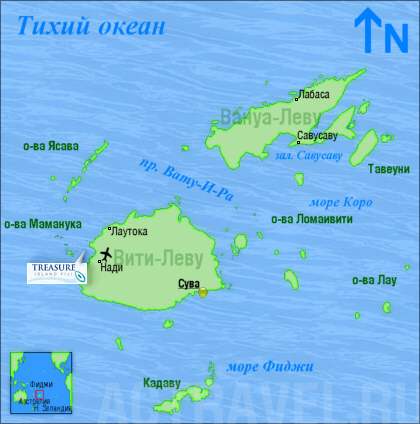 Положение Treasure Island на карте Фиджи
