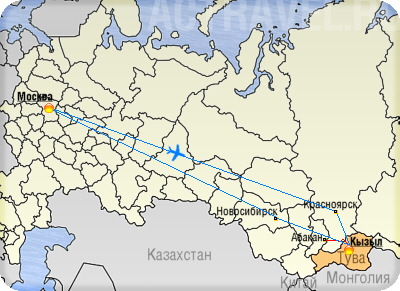 Положение Тувы на карте России, основные маршруты приезда в Кызыл