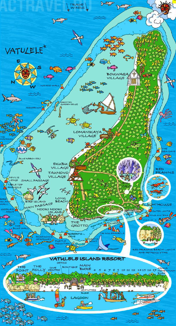 План острова Ватуеле и отеля Vatulele Island Resort, Фиджи