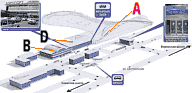 Схема терминалов аэропорта Внуково, расположение терминалов A, B, D
